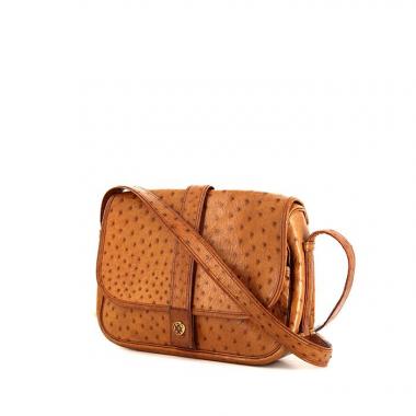 Sac porté épaule Hermes Nouméa en autruche gold