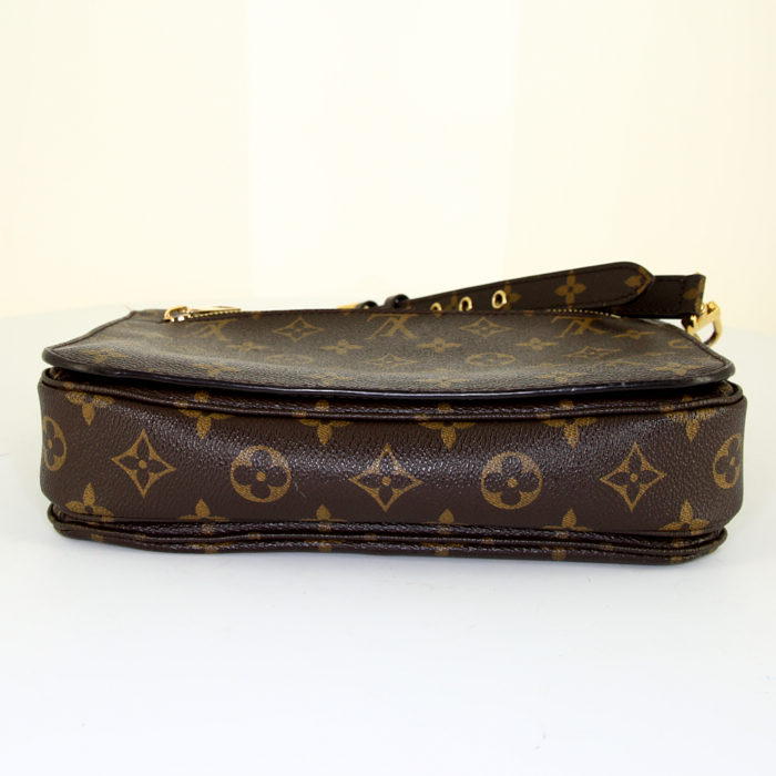 Borsa a tracolla Louis Vuitton Metis in tela monogram marrone e pelle naturale - Detail D5