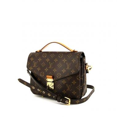 Bolso bandolera Louis Vuitton Metis en lona Monogram marrón y cuero natural