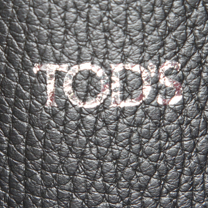Tod's Joy shopping bag in black grained leather - Detail D3
