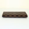 Louis Vuitton Sarah wallet in ebene damier canvas and brown leather - Detail D4 thumbnail