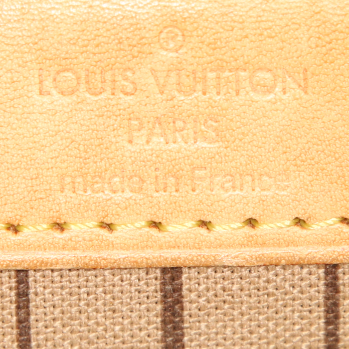 Shopping bag Louis Vuitton Neverfull modello piccolo in tela monogram marrone e pelle naturale - Detail D3