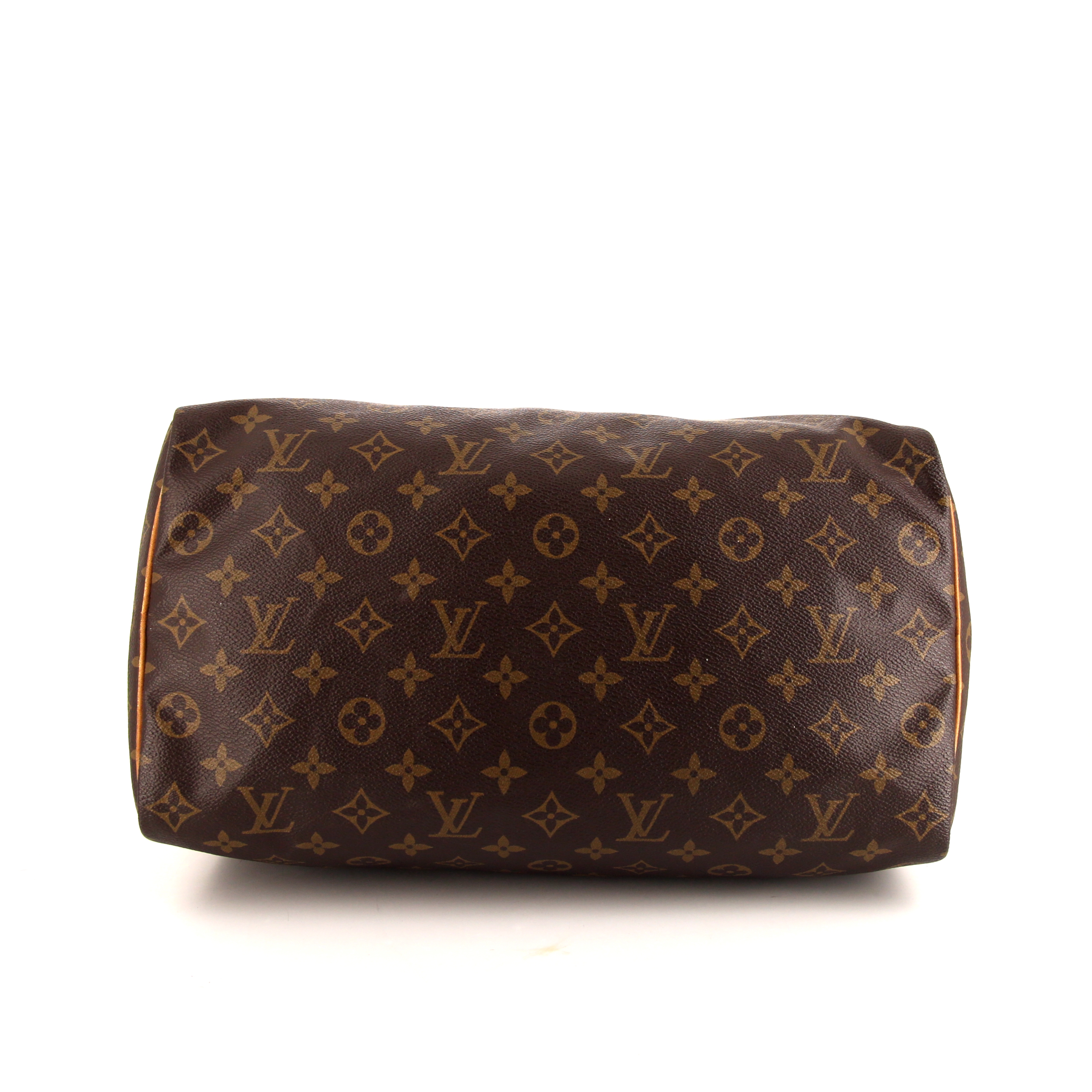 Louis Vuitton Speedy 35 handbag in brown monogram canvas and natural leather - Detail D4