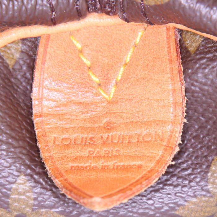 Sac de voyage Louis Vuitton Keepall 50 cm en toile monogram marron et cuir naturel - Detail D3