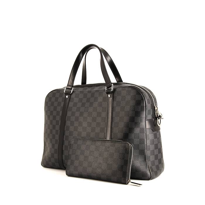 Louis Vuitton briefcase in grey damier canvas and black leather