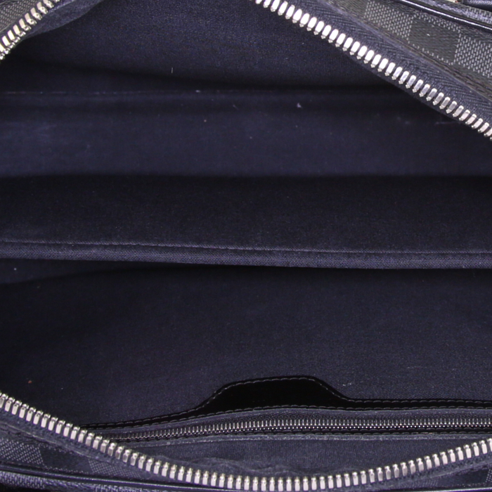 Louis Vuitton briefcase in grey damier canvas and black leather - Detail D2