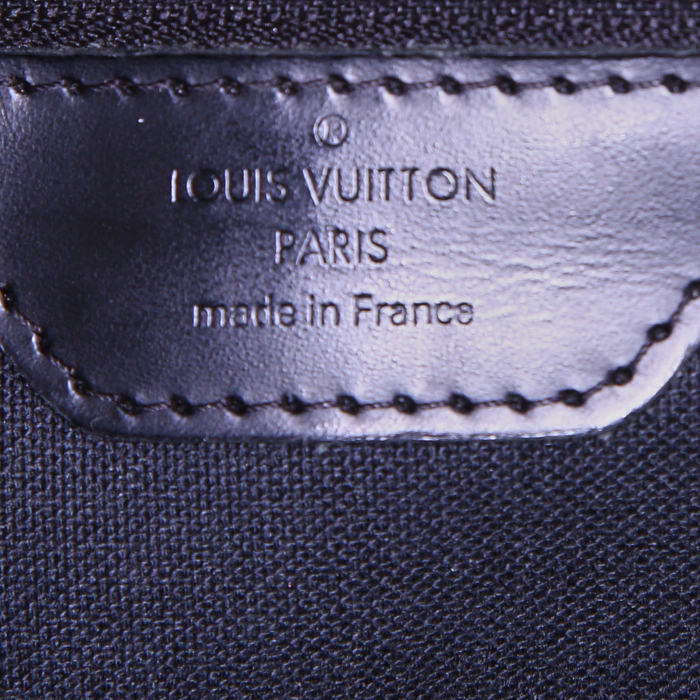 Porte-documents Louis Vuitton en toile damier enduite grise et cuir noir - Detail D3