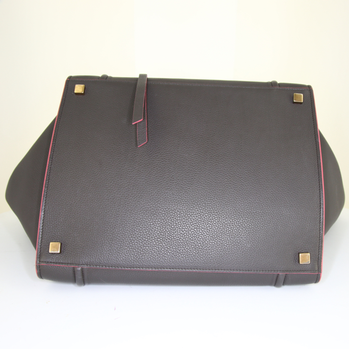 Bolso Cabás Céline Phantom en cuero granulado negro y junco rosa - Detail D4