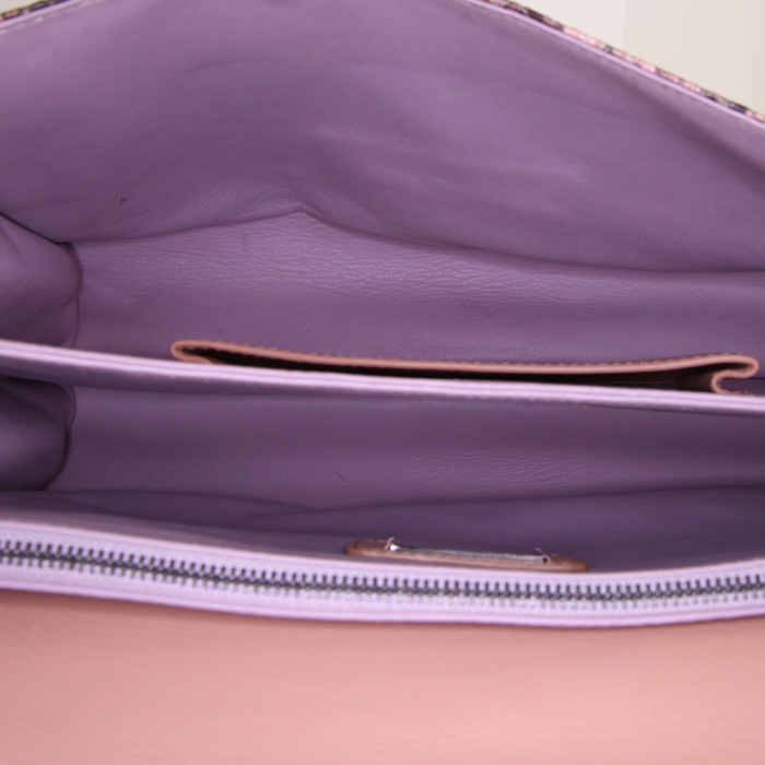 Sac bandoulière Bulgari Leoni en python beige et noir - Detail D3