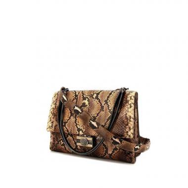 Sac bandoulière Bulgari Leoni en python beige et noir