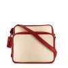 Hermes Reporter shoulder bag in beige coated canvas and red leather - 360 thumbnail