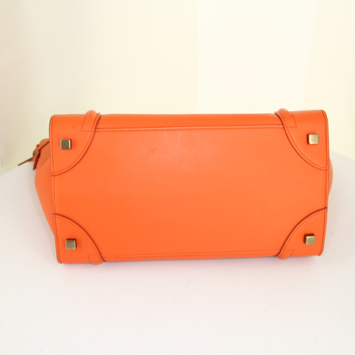 Borsa Celine Luggage modello medio in pelle arancione - Detail D4