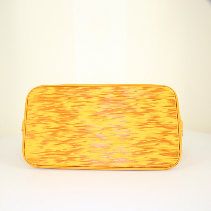 Sac à main Louis Vuitton Alma moyen modèle en cuir épi jaune - Detail D4