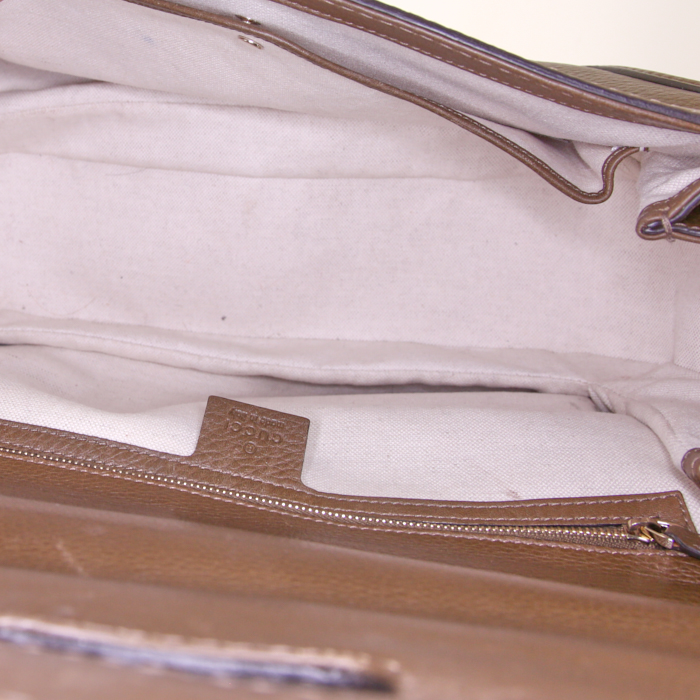 Borsa a tracolla Gucci Bamboo in pelle marrone e bambù - Detail D3