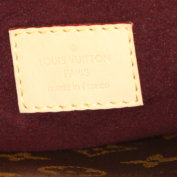 Borsa Louis Vuitton Montaigne modello grande in tela monogram cerata marrone e pelle naturale - Detail D4