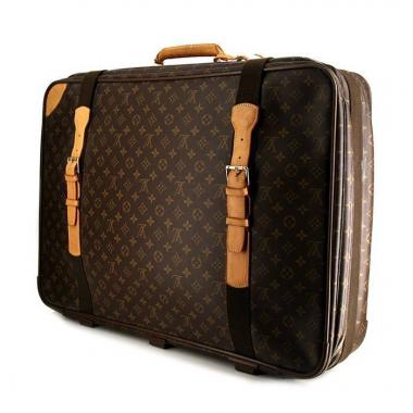 Maleta Louis Vuitton Satellite 70 en lona Monogram marrón y cuero natural