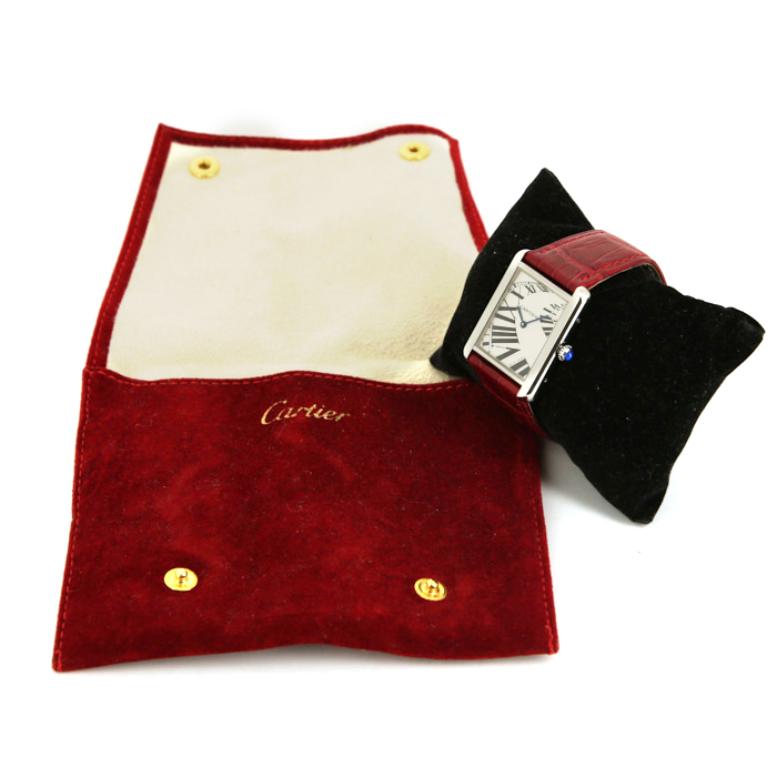 Cartier Tank Solo watch in stainless steel Ref:  3169 Circa  2000 - Detail D2