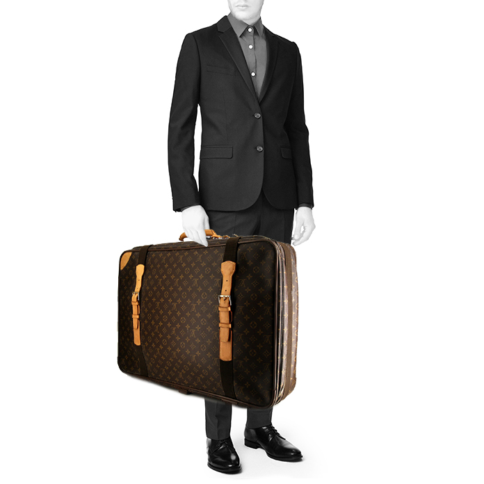 Louis Vuitton Satellite 70 suitcase in brown monogram canvas and natural leather - Detail D1