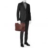 Serviette Hermès en cuir box bordeaux - Detail D1 thumbnail