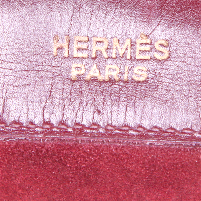 Carpeta portadocumentos Hermès en cuero box color burdeos - Detail D3