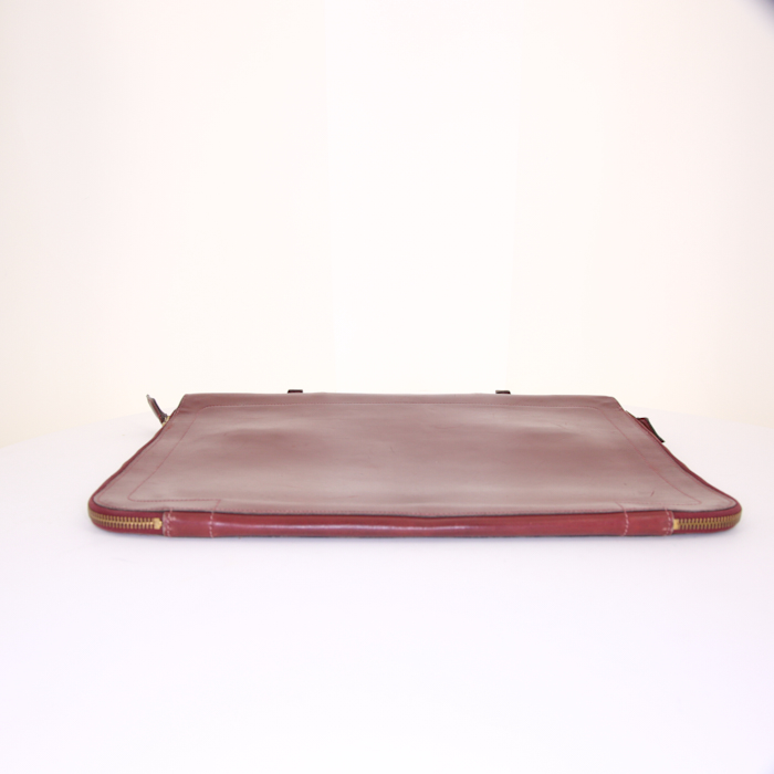 Hermès document holder in burgundy box leather - Detail D4