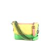 Chanel Gabrielle small model shoulder bag in green and pink leather and yellow quilted suede - 360 thumbnail