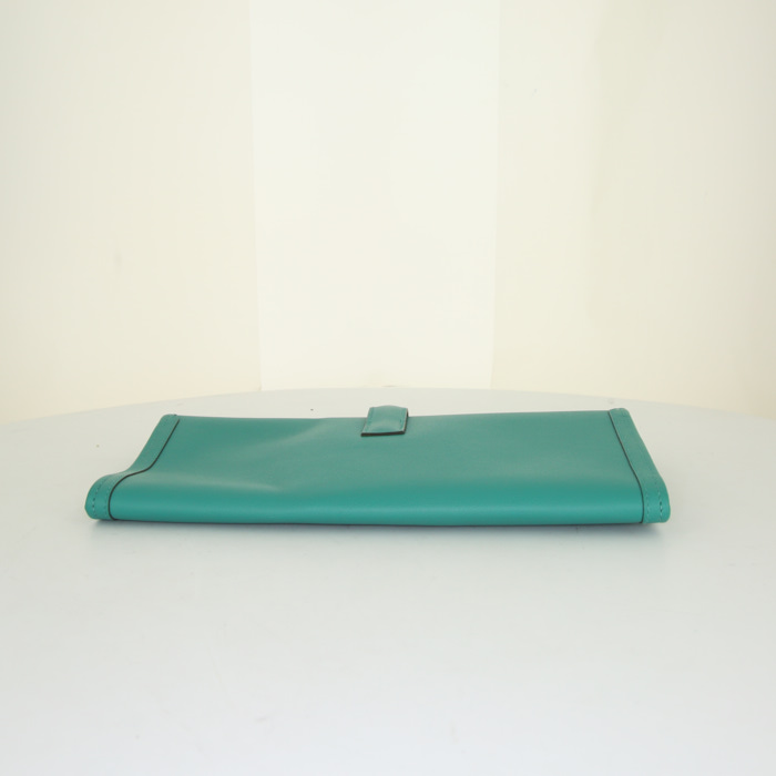 Hermes Jige pouch in green togo leather - Detail D5
