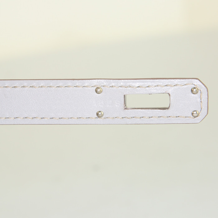 Hermès Kelly - Clutch pouch in grey pearl box leather - Detail D4