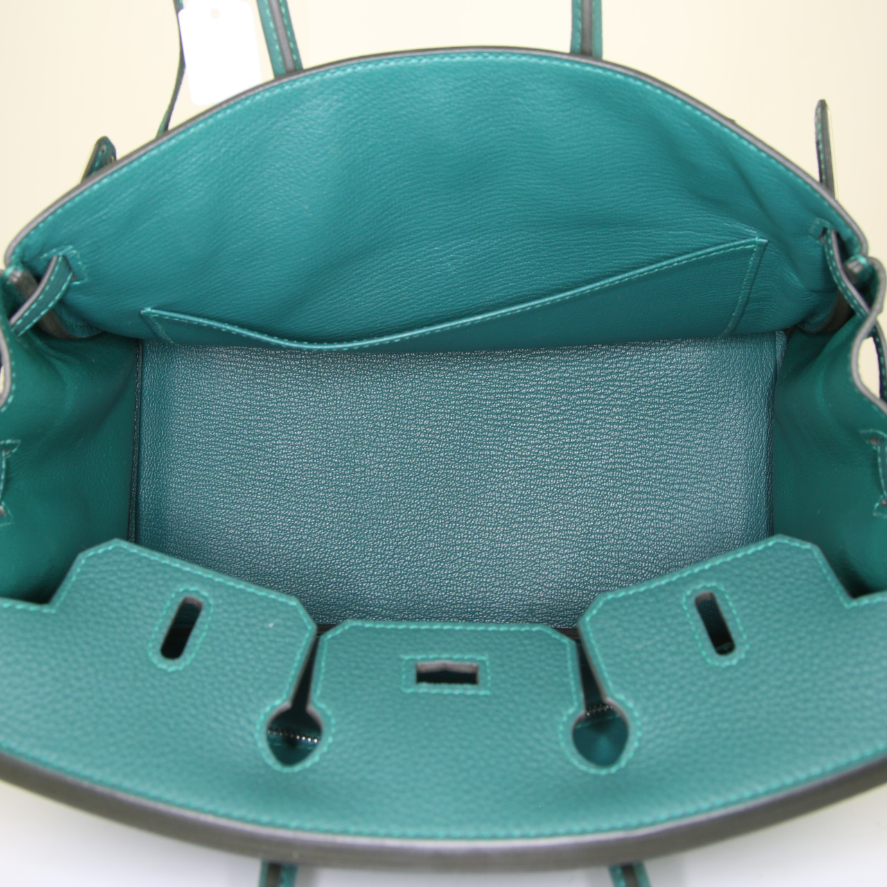 Hermes Birkin 25 cm handbag in malachite green togo leather - Detail D2