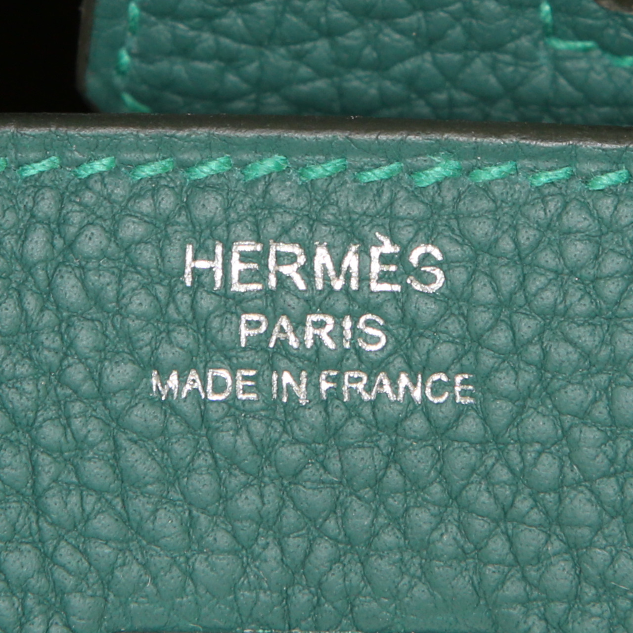 Borsa Hermes Birkin 25 cm in pelle togo verde malachite - Detail D3