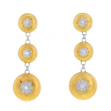Paire de pendants d'oreilles Buccellati Macri Classica en or jaune,  or blanc et diamants
