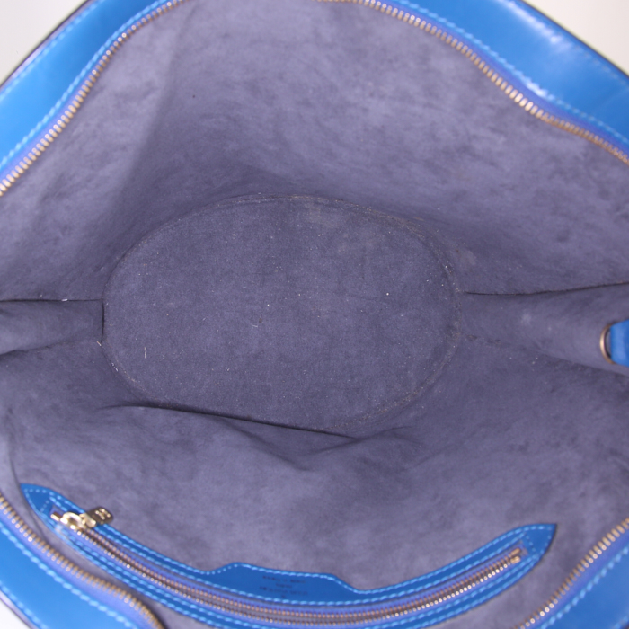 Bolso de mano Louis Vuitton Saint Jacques modelo grande en cuero Epi azul - Detail D2