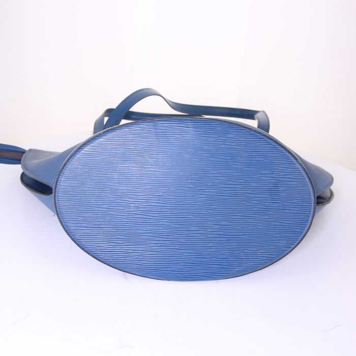 Bolso de mano Louis Vuitton Saint Jacques modelo grande en cuero Epi azul - Detail D4
