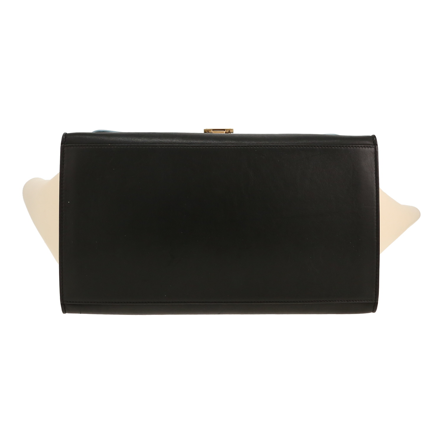 Celine Trapeze large model handbag in light blue, white and dark blue leather - Detail D1