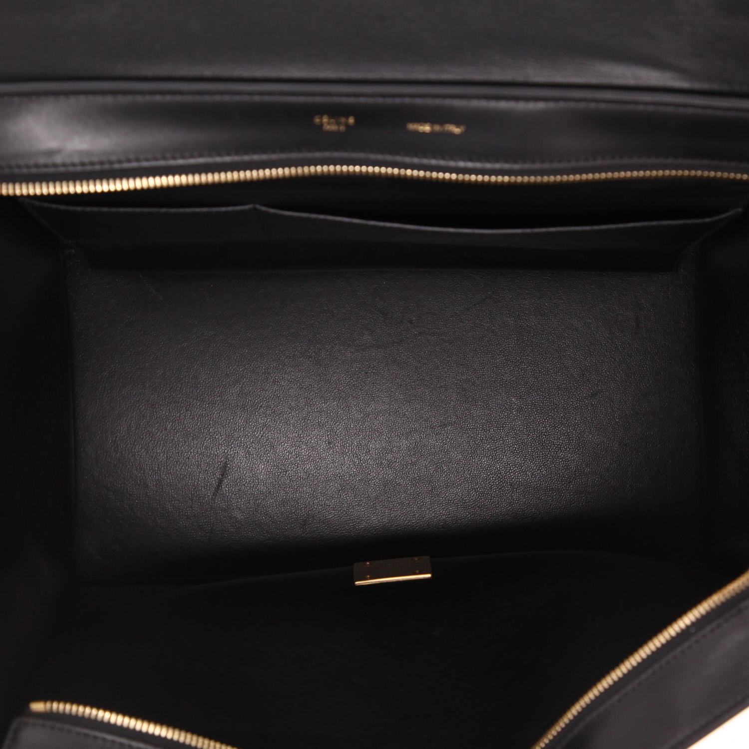 Sac à main Celine Trapeze grand modèle en cuir bleu-ciel blanc et bleu-nuit - Detail D3