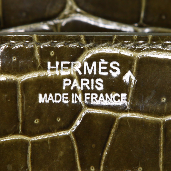 Sac à main Hermes Birkin 35 cm en crocodile porosus vert Canopée - Detail D3