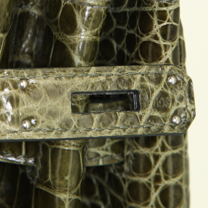 Sac à main Hermes Birkin 35 cm en crocodile porosus vert Canopée - Detail D4