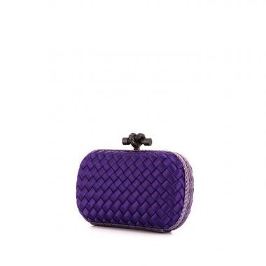 Bottega Veneta Knot clutch in purple satin and purple water snake