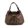 Bolso Louis Vuitton en lona a cuadros ébano y cuero marrón - 360 thumbnail