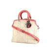 Dior Granville handbag in beige canvas and pink python - 00pp thumbnail