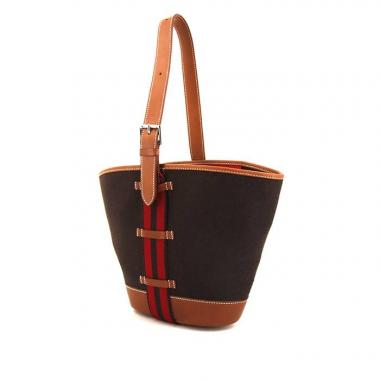 Hermès Sceau shopping bag in brown felt and fawn Barenia leather