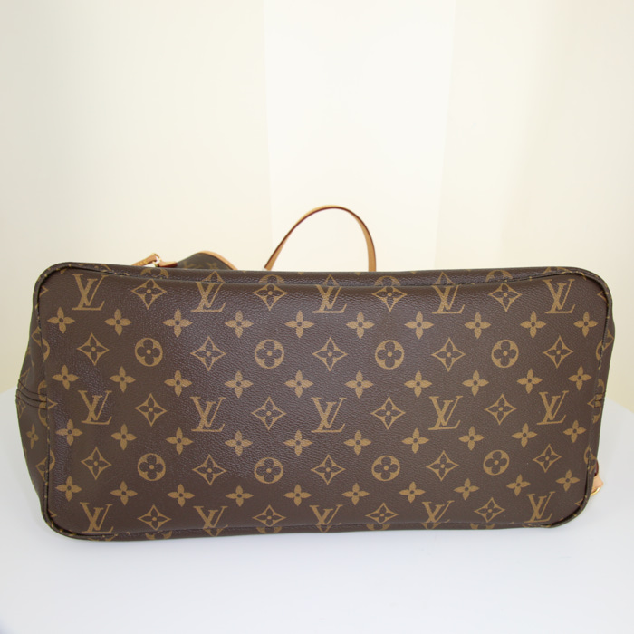 Bolso Cabás Louis Vuitton Neverfull modelo grande en lona Monogram y cuero natural - Detail D4