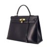 Hermes Kelly 35 cm handbag in navy blue box leather - 00pp thumbnail