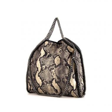 Bolso para llevar al hombro o en la mano Stella McCartney Falabella Fold Over en lona beige, negra y gris