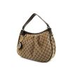 Gucci Sukey bag worn on the shoulder or carried in the hand in beige monogram leather and brown leather - 00pp thumbnail