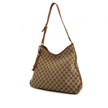Gucci Pelham shoulder bag in beige monogram canvas and brown leather
