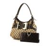 Gucci Queen bag worn on the shoulder or carried in the hand in beige monogram canvas and brown leather - 00pp thumbnail