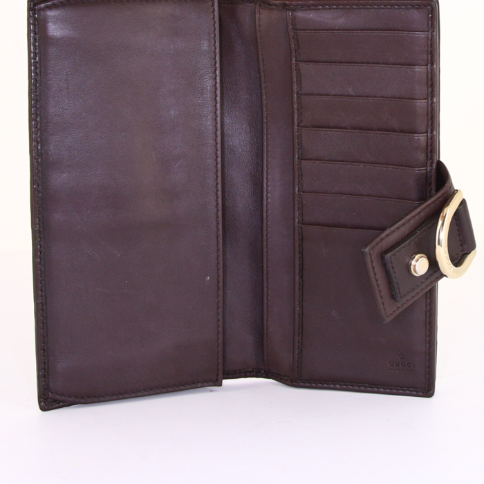 Sac porté épaule ou main Gucci Queen en toile monogram beige et cuir marron - Detail D5