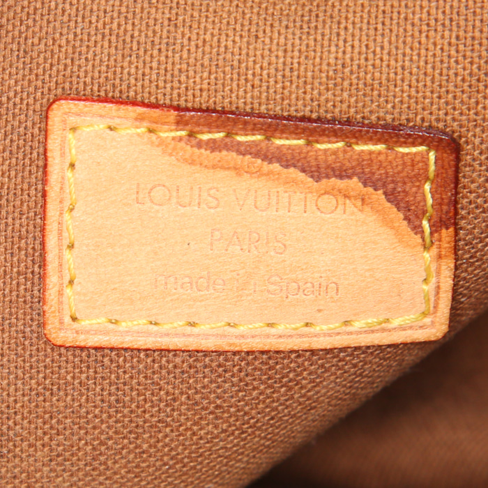 Pochette Louis Vuitton Gange en toile monogram marron et cuir naturel - Detail D3