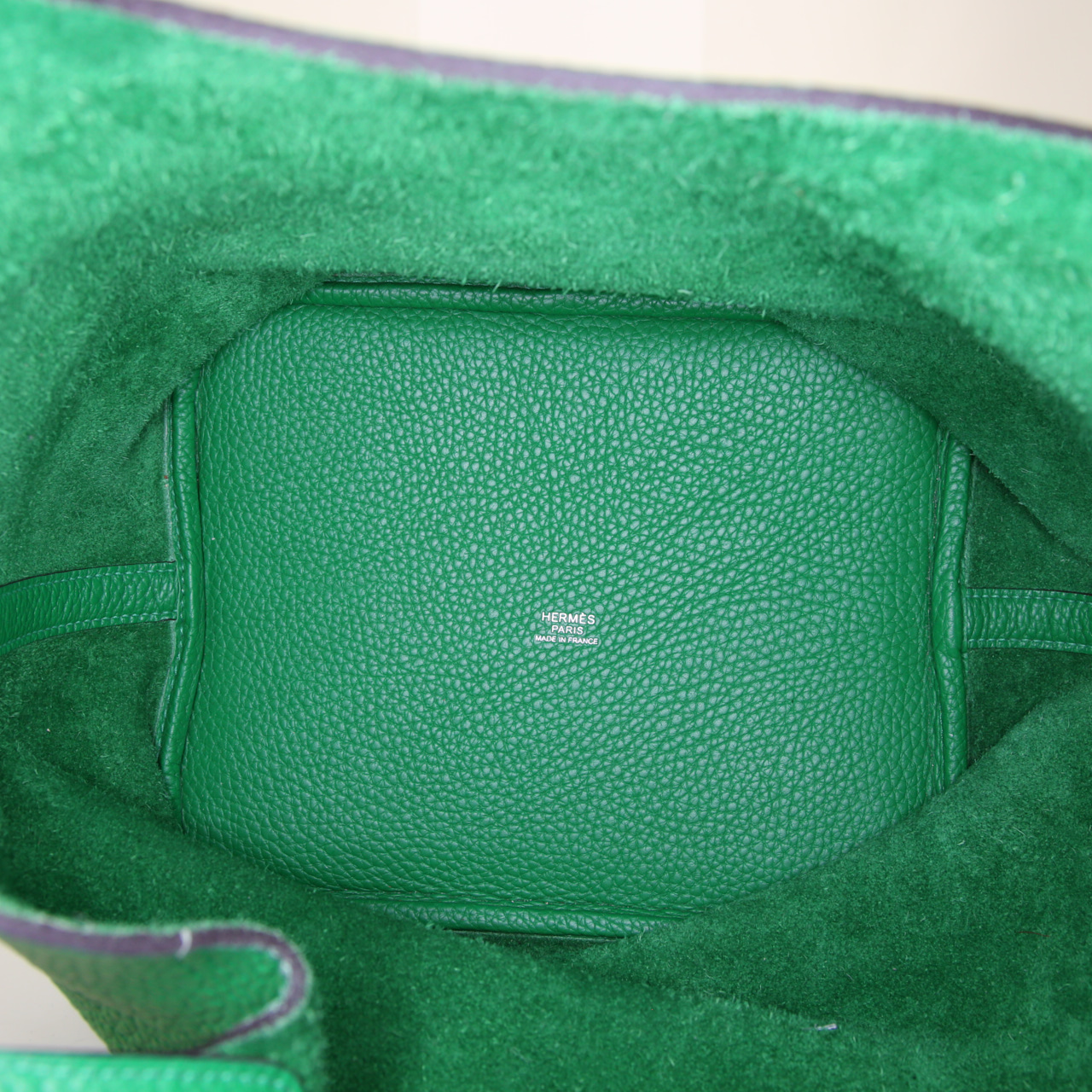 Hermes Picotin medium model handbag in green togo leather - Detail D2